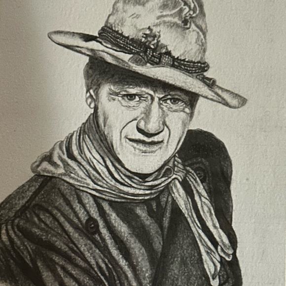 John Wayne portrait completely hand drawn - Picture 1 of 4